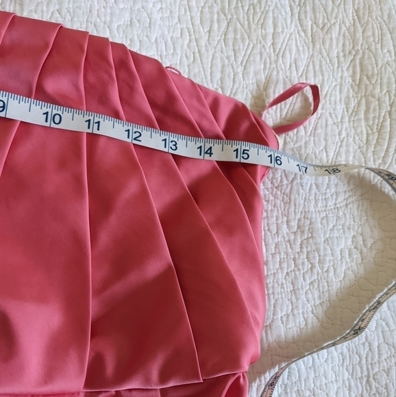 NEW York and Company Hot Pink Belted Midi Strapless Dress 8 Mod Retro Wiggle - Picture 11 of 12